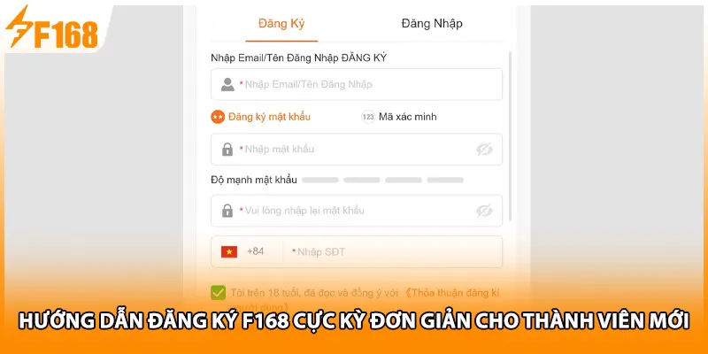 Hướng dẫn đăng ký F168 cực kỳ đơn giản cho thành viên mới